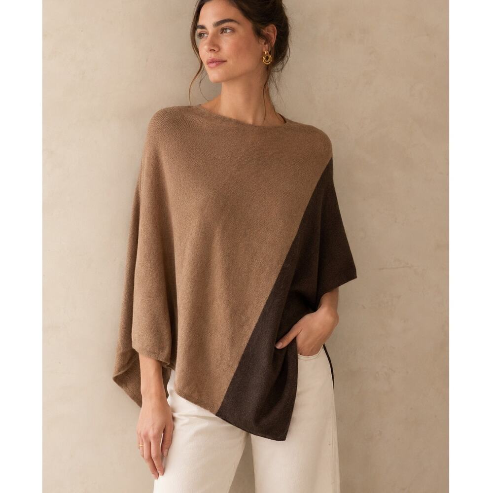 Wool/Cashmere Blend Brown Poncho